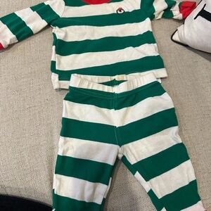 Carters 6 months Green and White Striped Kids Pajamas